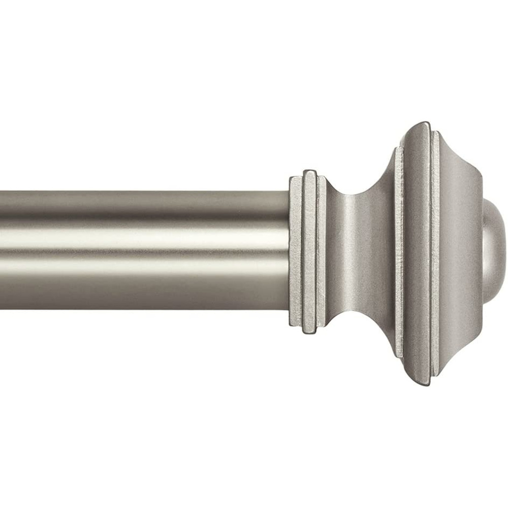 48-86" Satin Nickel Ivilon Treatment Window Curtain Rod Square Design 1 1/8 Rod.